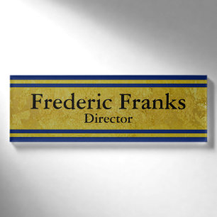 Vintage Goldene Streifen - dunkelblau + deine Idee Namenschild