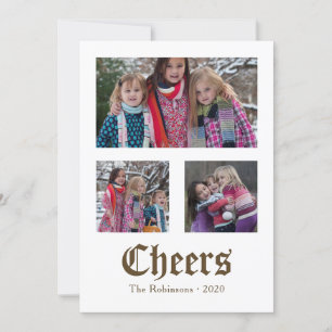 Vintage goldene Weihnachtsnoten Familienfoto Feiertagskarte