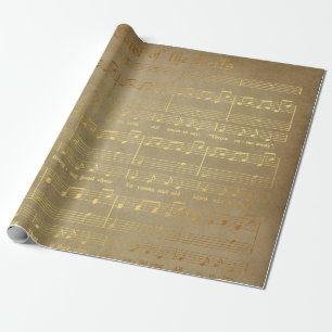 Vintage goldene Weihnachtsnoten Geschenkpapier