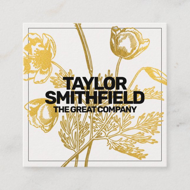 Vintage Goldfolie Quadratische Visitenkarte (Vorderseite)