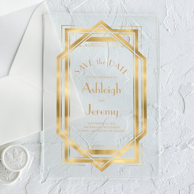 Vintage Goldhochzeit der 1920er Jahre Deko speiche Acryleinladungen (Von Creator hochgeladen)