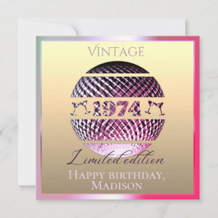 Vintage Goldkarte von 1974 50. Geburtstag Karte
