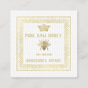 Vintage Goldkrone/Bienenfarm Quadratische Visitenkarte