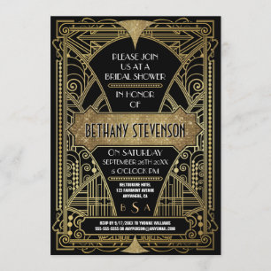 Vintage Goldkunst-Deko-Brautparty-Einladungen Einladung