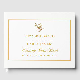 Vintage Goldmedaille-Glitzer-Butterfly-Hochzeit Gästebuch