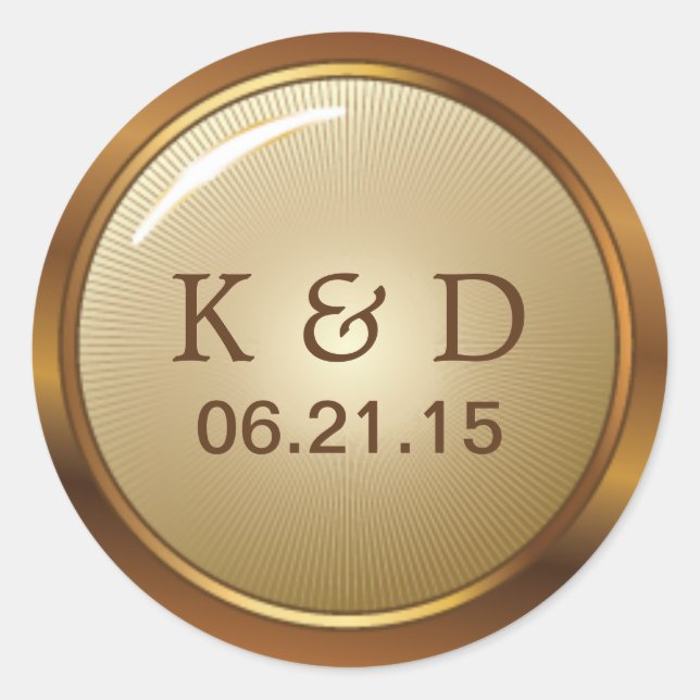 Vintage Goldmetallic-Hochzeit Runder Aufkleber (Vorderseite)