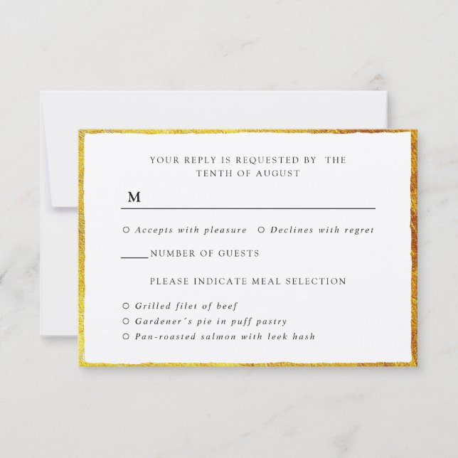 Vintage Goldrahmen-Antwortkarte RSVP Karte (Vorderseite)
