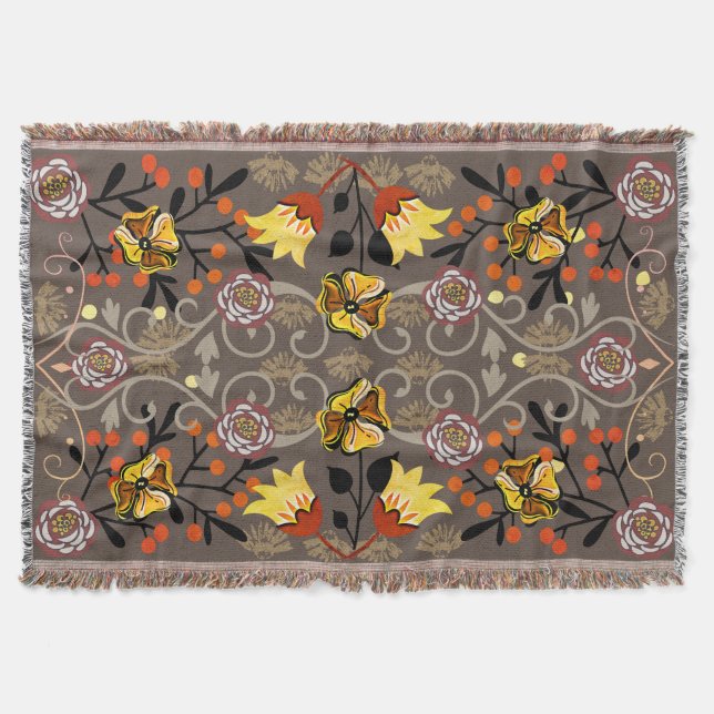 Vintage Goldrolle Gelbe Blumen Bronze Blumen Decke (Vorderseite)