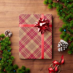 Vintage goldroter diagonal karierter Landhausstil Geschenkpapier