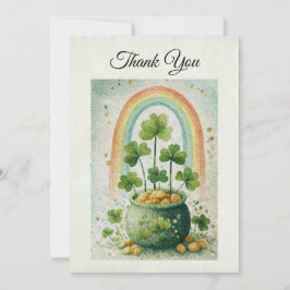 Vintage-Goldtopf und Regenbogen Dankeskarte