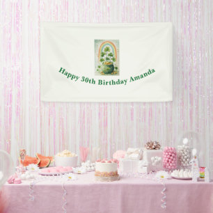 Vintage-Goldtopf und Regenbogen-Geburtstag Banner