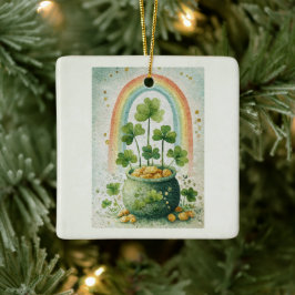 Vintage-Goldtopf und Regenbogen Keramikornament