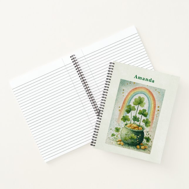 Vintage-Goldtopf und Regenbogen Notizbuch (Innenseite)