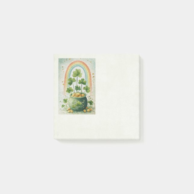 Vintage-Goldtopf und Regenbogen Post-it Klebezettel (Vorderseite)