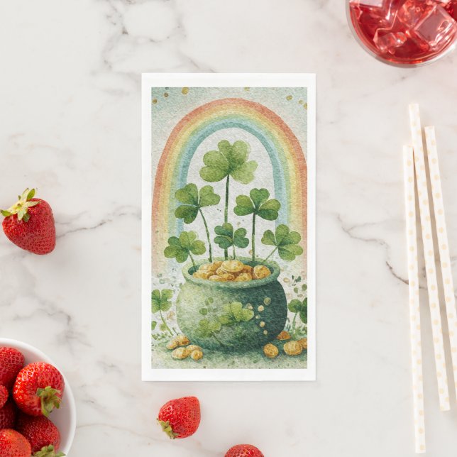 Vintage Goldtopf und Regenbogen Serviette (Beispiel)