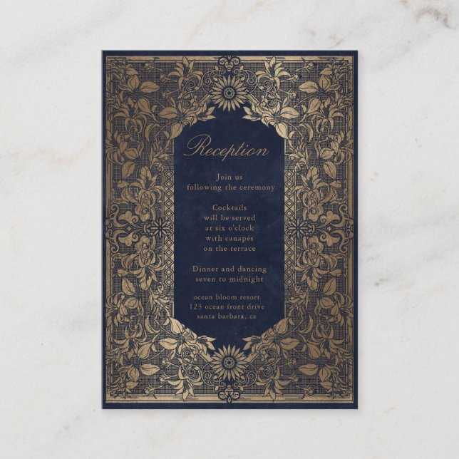 Vintage goldverzierte Empfang-Abschlusskarte Begleitkarte (Vorderseite)