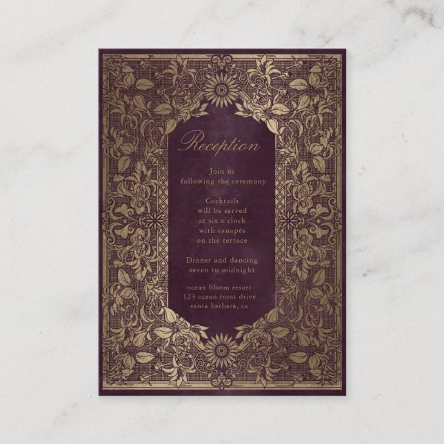 Vintage goldverzierte Empfang-Abschlusskarte Begleitkarte (Vorderseite)