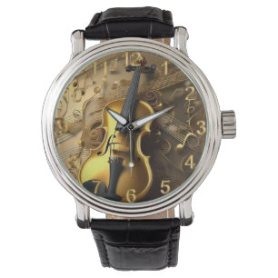 Vintage Goldvioline auf goldenen Tonkordeln, Armbanduhr