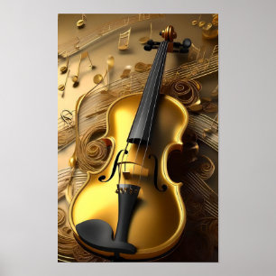 Vintage Goldvioline auf goldenen Tonkordeln, Poster