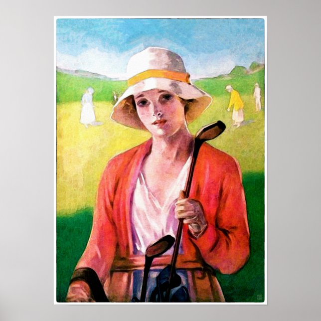 Vintage Golf-Aquarelldrucke Poster (Vorne)