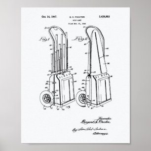 Vintage Golf Cart 1943 Patent Art - Weißes Papier Poster