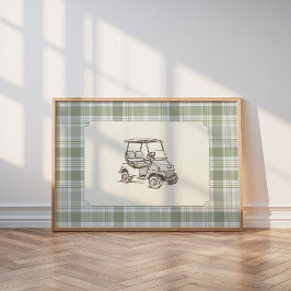 Vintage Golf Cart Wall Art Poster