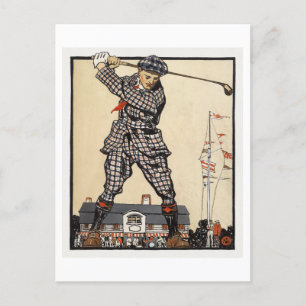 Vintage Golf Illustration nach Penfield Postkarte