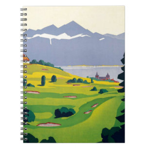 Vintage Golf Lausanne Stadt See Schweiz Notizblock