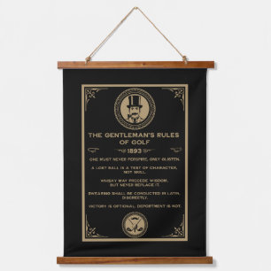 Vintage Golf Regeln Wand  Wandteppich Mit Holzrahmen