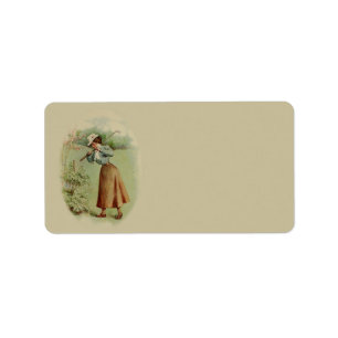 Vintage Golf spielende Dame Art Adressaufkleber