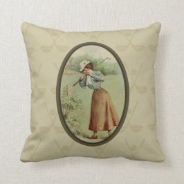 Vintage Golf spielende Dame Art Kissen