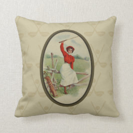 Vintage Golf spielende Dame Art (zwei) Kissen