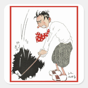 Vintage-Golf-Sporthumor, lustiger, alberner Golfer Quadratischer Aufkleber
