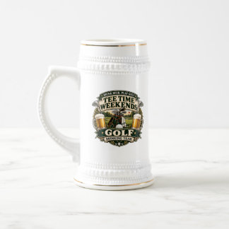 Vintage Golf Tee Time Bierkrug Bierglas