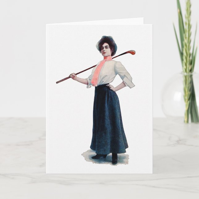 Vintage Golfer-Aquarellkarte Feiertagskarte (Vorderseite)