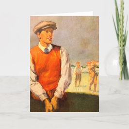 Vintage Golfer Grußkarte Feiertagskarte