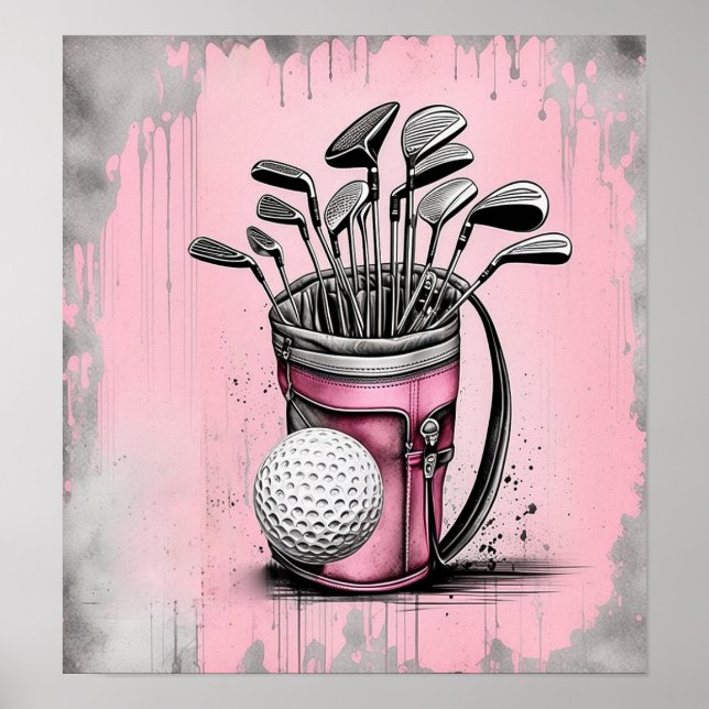 Vintage Golfklubs Art Print Poster (Vorne)