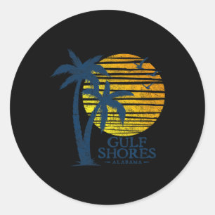 Vintage Golfküste Alabama Souvenir Beach Sunset Runder Aufkleber