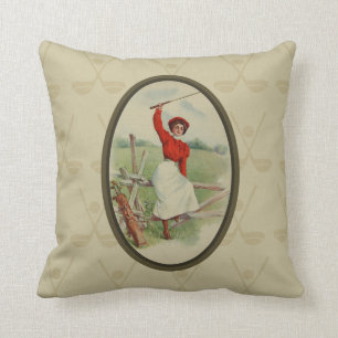 Vintage-Golflady-Kunst (zwei) Kissen