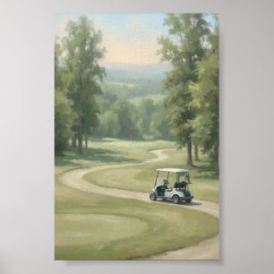 Vintage-Golfplatz-Wandkunst mit Wagen Poster