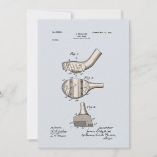 Vintage-Golfschläger-Patent-Leergrußkarte