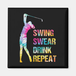 Vintage Golfschwung Fluchen Trinken Wiederholen Li Magnet