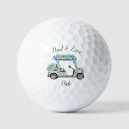 Vintage-Golfwagen Blaue Hortensie Monogramm-Golf Golfball