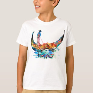 Vintage-Gondel Venedig Stadt Reise Liebe Aquarell T-Shirt