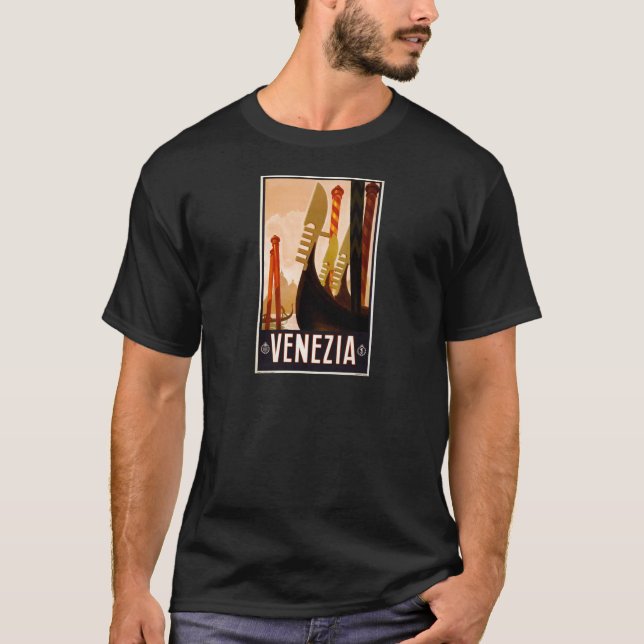 Vintage Gondel Venezia Italien Reise T-Shirt (Vorderseite)