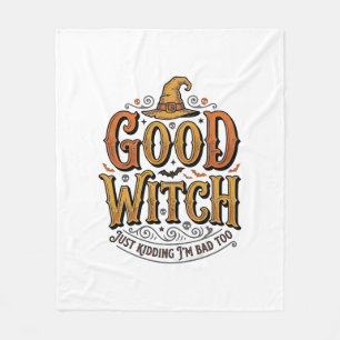 Vintage Good Witch Halloween-Schriftzug Design_1 Fleecedecke