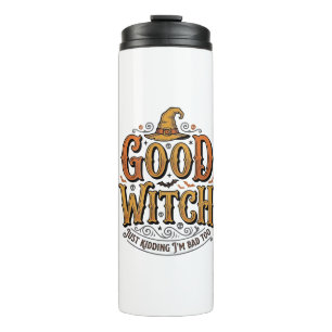 Vintage Good Witch Halloween-Schriftzug Design_1 Thermosbecher