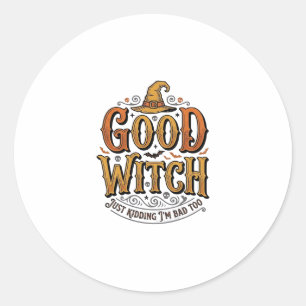 Vintage Good Witch Halloween-Typografie-Design_1 Runder Aufkleber