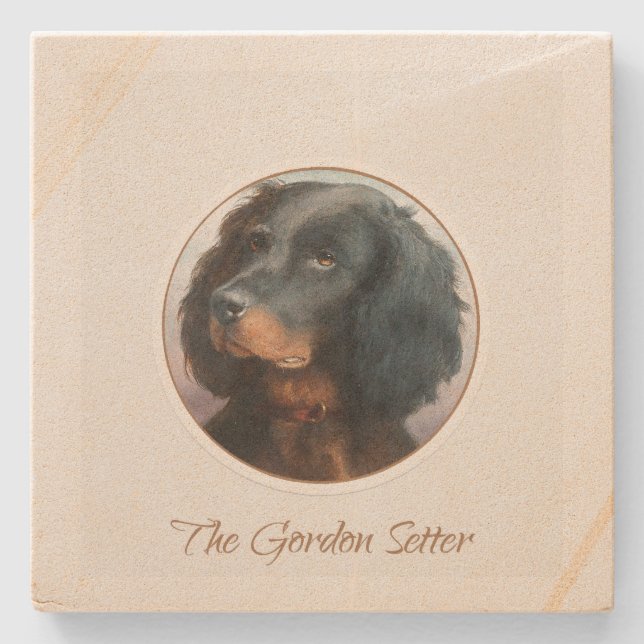 Vintage Gordon Setter Steinuntersetzer (Vorderseite)