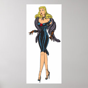 Vintage Gorgeous Glamour Girl Retro Blondine Pin-U Poster